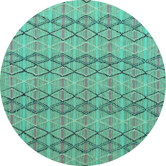Round Machine Washable Abstract Turquoise Modern Area Rugs, wshabs5356turq