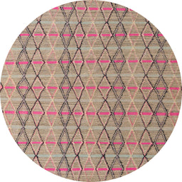 Round Abstract Brown Modern Rug, abs5356