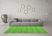 Machine Washable Abstract Green Modern Area Rugs in a Living Room,, wshabs5356grn