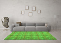 Machine Washable Abstract Green Modern Rug, wshabs5356grn