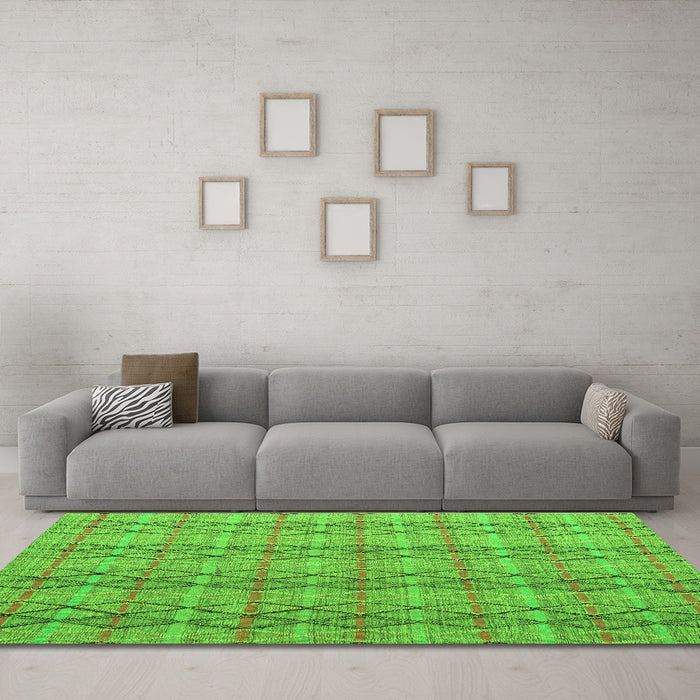 Machine Washable Abstract Green Modern Area Rugs in a Living Room,, wshabs5356grn