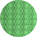 Round Abstract Emerald Green Modern Rug, abs5356emgrn