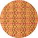 Round Abstract Orange Modern Rug, abs5356org