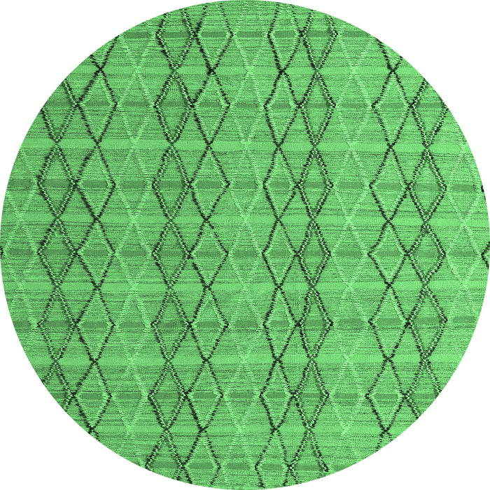 Round Machine Washable Abstract Emerald Green Modern Area Rugs, wshabs5356emgrn