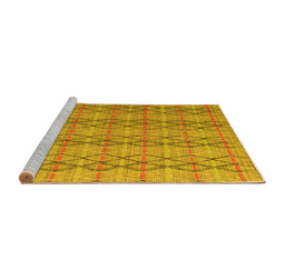 Sideview of Machine Washable Abstract Yellow Modern Rug, wshabs5356yw