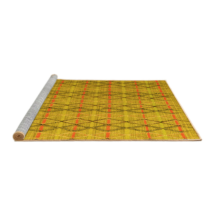 Sideview of Machine Washable Abstract Yellow Modern Rug, wshabs5356yw