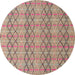 Round Machine Washable Abstract Brown Sugar Brown Rug, wshabs5356