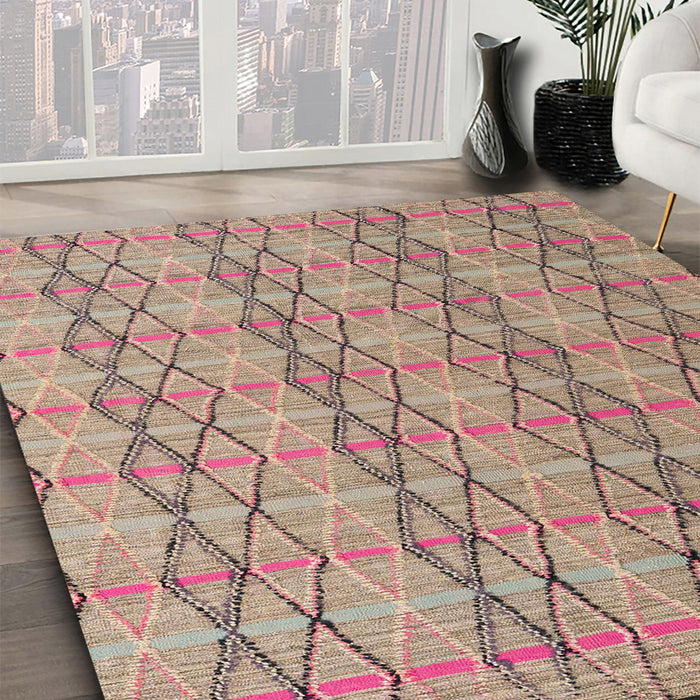 Machine Washable Abstract Brown Sugar Brown Rug in a Family Room, wshabs5356