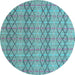 Round Machine Washable Abstract Light Blue Modern Rug, wshabs5356lblu