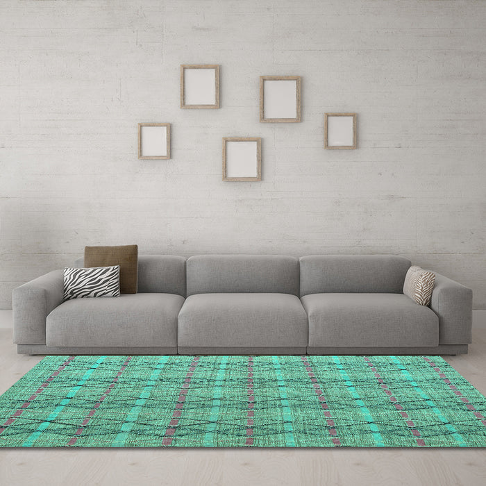 Machine Washable Abstract Turquoise Modern Area Rugs in a Living Room,, wshabs5356turq
