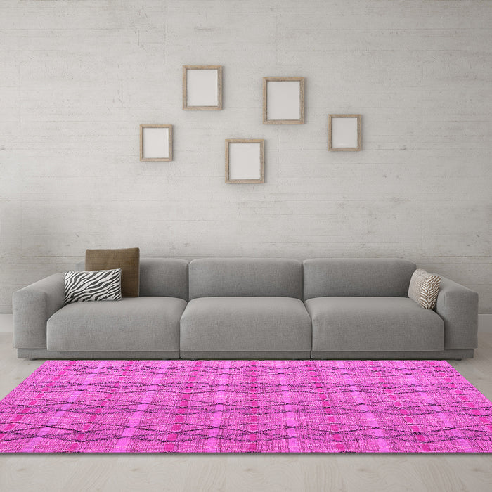 Machine Washable Abstract Pink Modern Rug in a Living Room, wshabs5356pnk