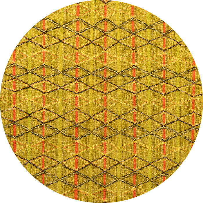 Round Machine Washable Abstract Yellow Modern Rug, wshabs5356yw