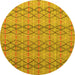 Round Machine Washable Abstract Yellow Modern Rug, wshabs5356yw