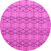 Round Machine Washable Abstract Pink Modern Rug, wshabs5356pnk