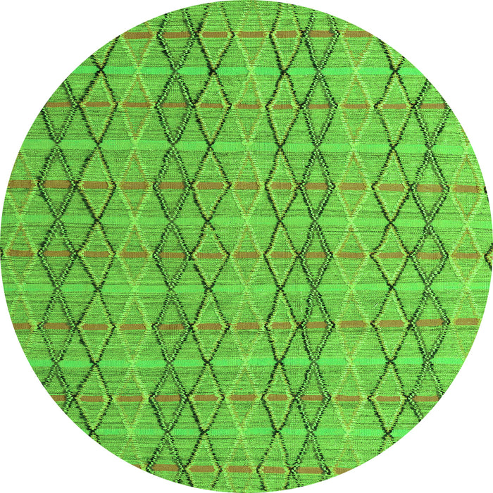 Round Machine Washable Abstract Green Modern Area Rugs, wshabs5356grn