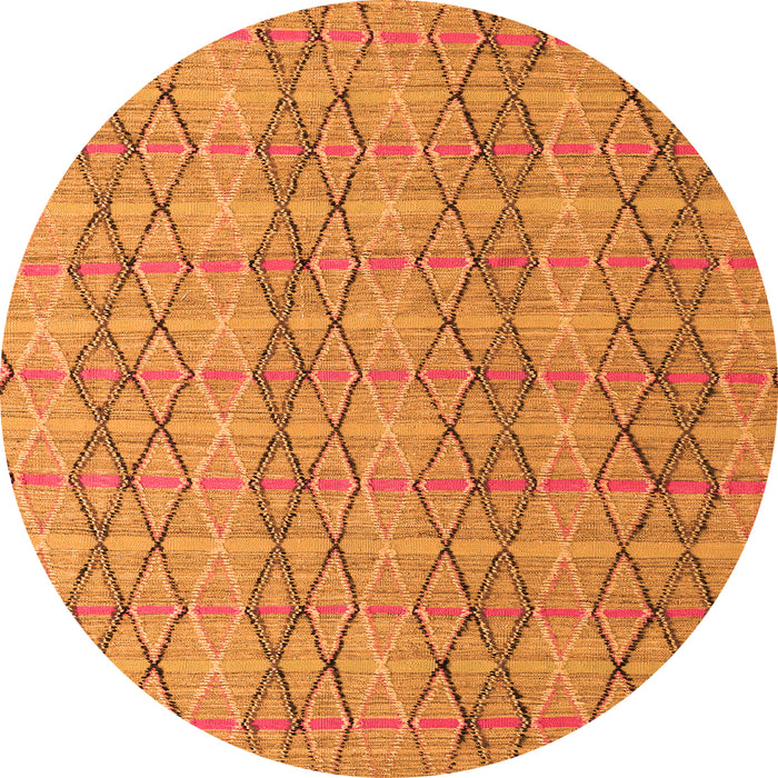Round Machine Washable Abstract Orange Modern Area Rugs, wshabs5356org