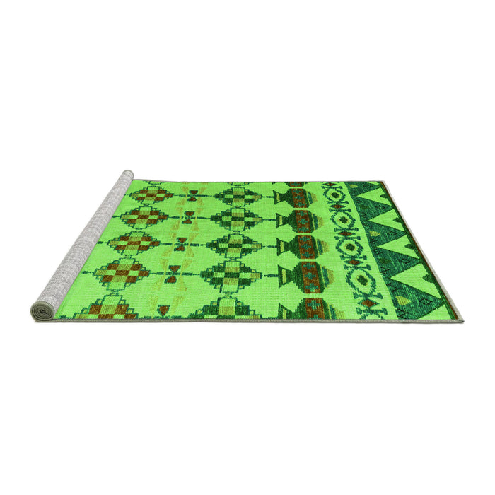 Sideview of Machine Washable Abstract Green Modern Area Rugs, wshabs5357grn