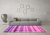 Machine Washable Abstract Pink Modern Rug, wshabs5357pnk