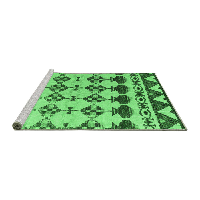 Sideview of Machine Washable Abstract Emerald Green Modern Area Rugs, wshabs5357emgrn