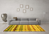 Machine Washable Abstract Yellow Modern Rug, wshabs5357yw