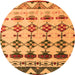 Round Abstract Orange Modern Rug, abs5357org