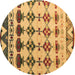 Round Abstract Brown Modern Rug, abs5357brn