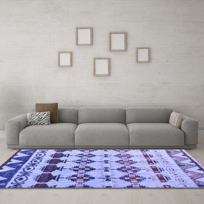Machine Washable Abstract Blue Modern Rug in a Living Room, wshabs5357blu