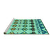 Sideview of Machine Washable Abstract Turquoise Modern Area Rugs, wshabs5357turq