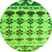 Round Abstract Green Modern Rug, abs5357grn