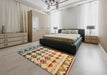 Machine Washable Abstract Yellow Rug in a Bedroom, wshabs5357