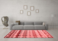 Machine Washable Abstract Red Modern Rug, wshabs5357red