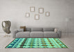 Machine Washable Abstract Turquoise Modern Area Rugs in a Living Room,, wshabs5357turq