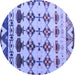 Round Machine Washable Abstract Blue Modern Rug, wshabs5357blu