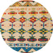 Round Machine Washable Abstract Yellow Rug, wshabs5357