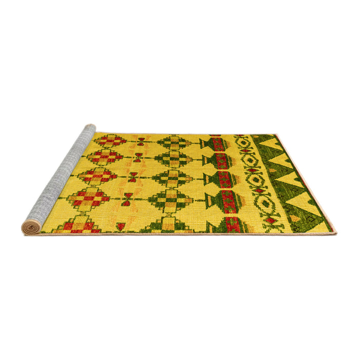 Sideview of Machine Washable Abstract Yellow Modern Rug, wshabs5357yw
