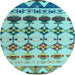 Round Abstract Light Blue Modern Rug, abs5357lblu