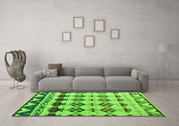 Machine Washable Abstract Green Modern Rug, wshabs5357grn