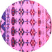 Round Abstract Pink Modern Rug, abs5357pnk