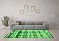 Machine Washable Abstract Emerald Green Modern Rug, wshabs5357emgrn