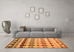 Machine Washable Abstract Orange Modern Area Rugs in a Living Room, wshabs5357org