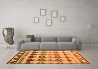 Machine Washable Abstract Orange Modern Rug, wshabs5357org