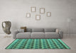 Machine Washable Abstract Turquoise Modern Area Rugs in a Living Room,, wshabs5358turq