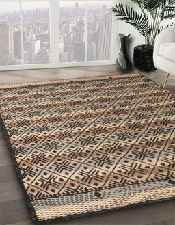 Abstract Dark Brown Modern Rug in Family Room, abs5358