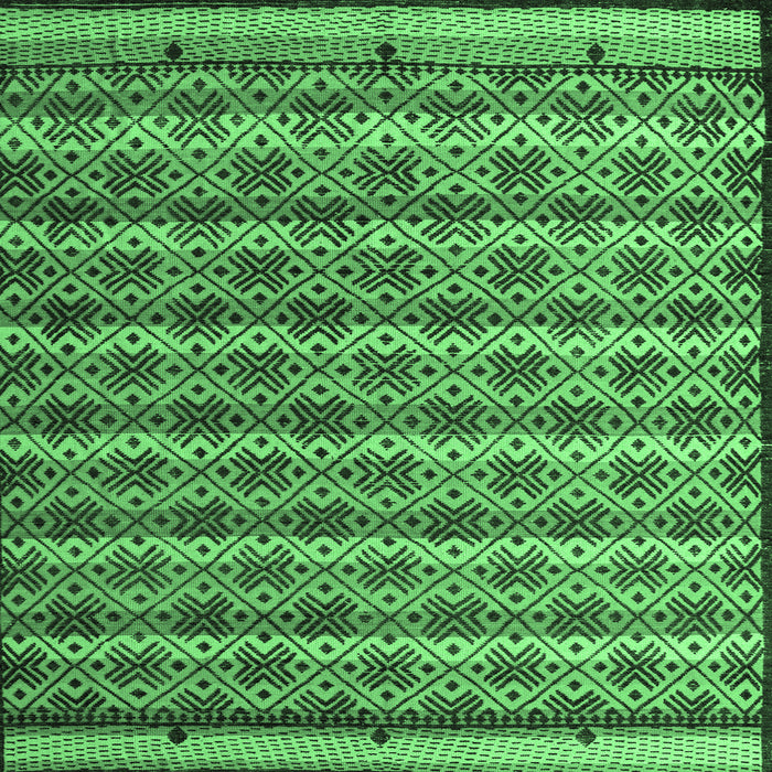 Square Machine Washable Abstract Emerald Green Modern Area Rugs, wshabs5358emgrn