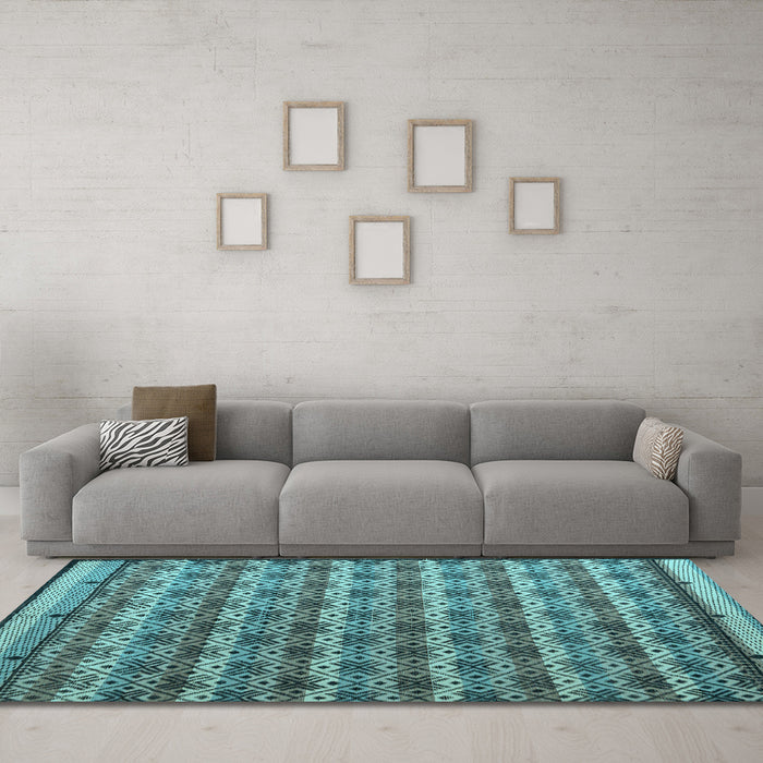 Machine Washable Abstract Light Blue Modern Rug in a Living Room, wshabs5358lblu