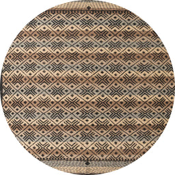 Round Abstract Dark Brown Modern Rug, abs5358