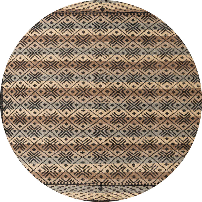 Round Abstract Dark Brown Modern Rug, abs5358