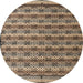 Round Abstract Dark Brown Modern Rug, abs5358