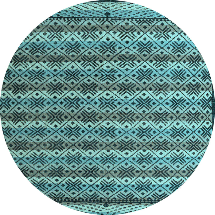 Round Abstract Light Blue Modern Rug, abs5358lblu