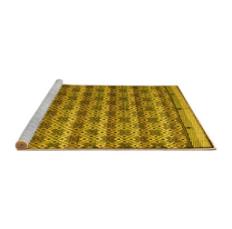 Sideview of Machine Washable Abstract Yellow Modern Rug, wshabs5358yw